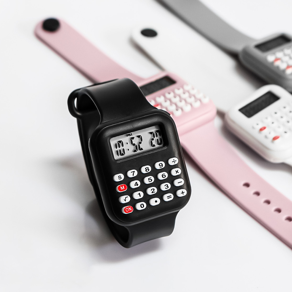 Scientific Calculator For Secondary School - 新しい電子計算機子供用腕時計女の子用ラバーストラップ子供用デジタル腕時計学校学生男性用時計