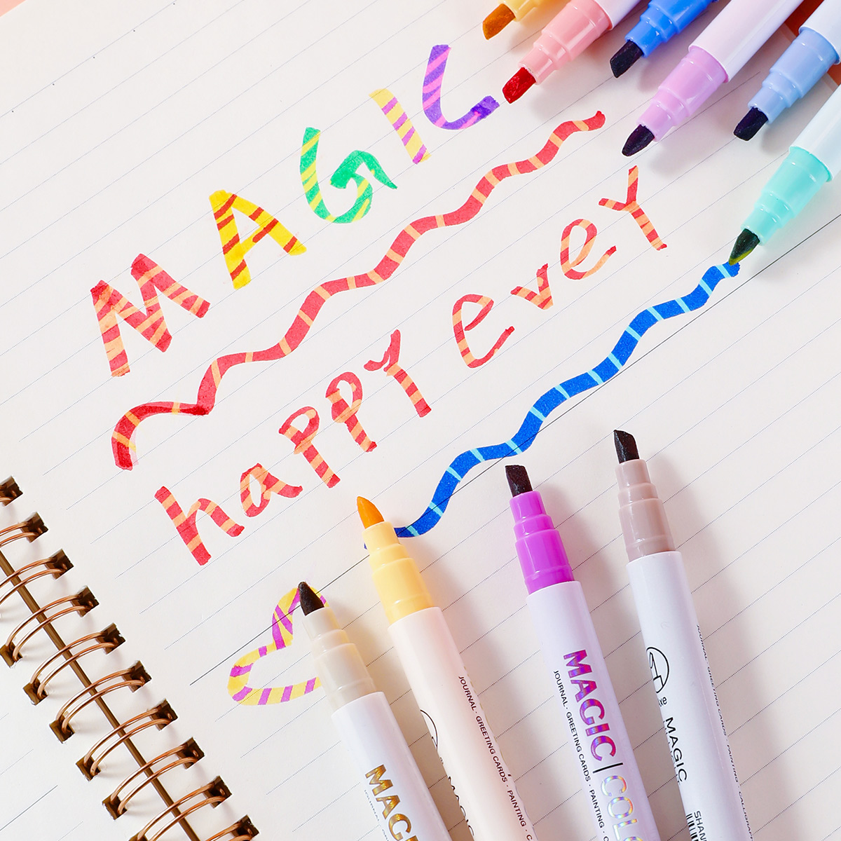 12本の両端マジック変色蛍光ペンセット、学生日記スクラップブ - Pastel Highlighter Set Double Ended のレビューと価格