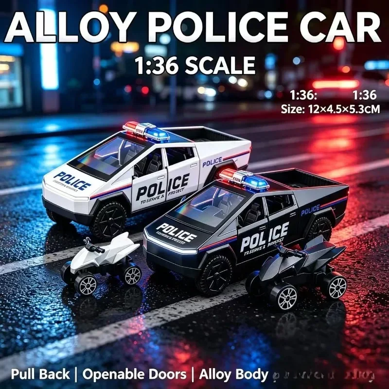 新製品：1/36スケールの警察用ピックアップトラック合金製モ - Desk Accessories のレビューと価格