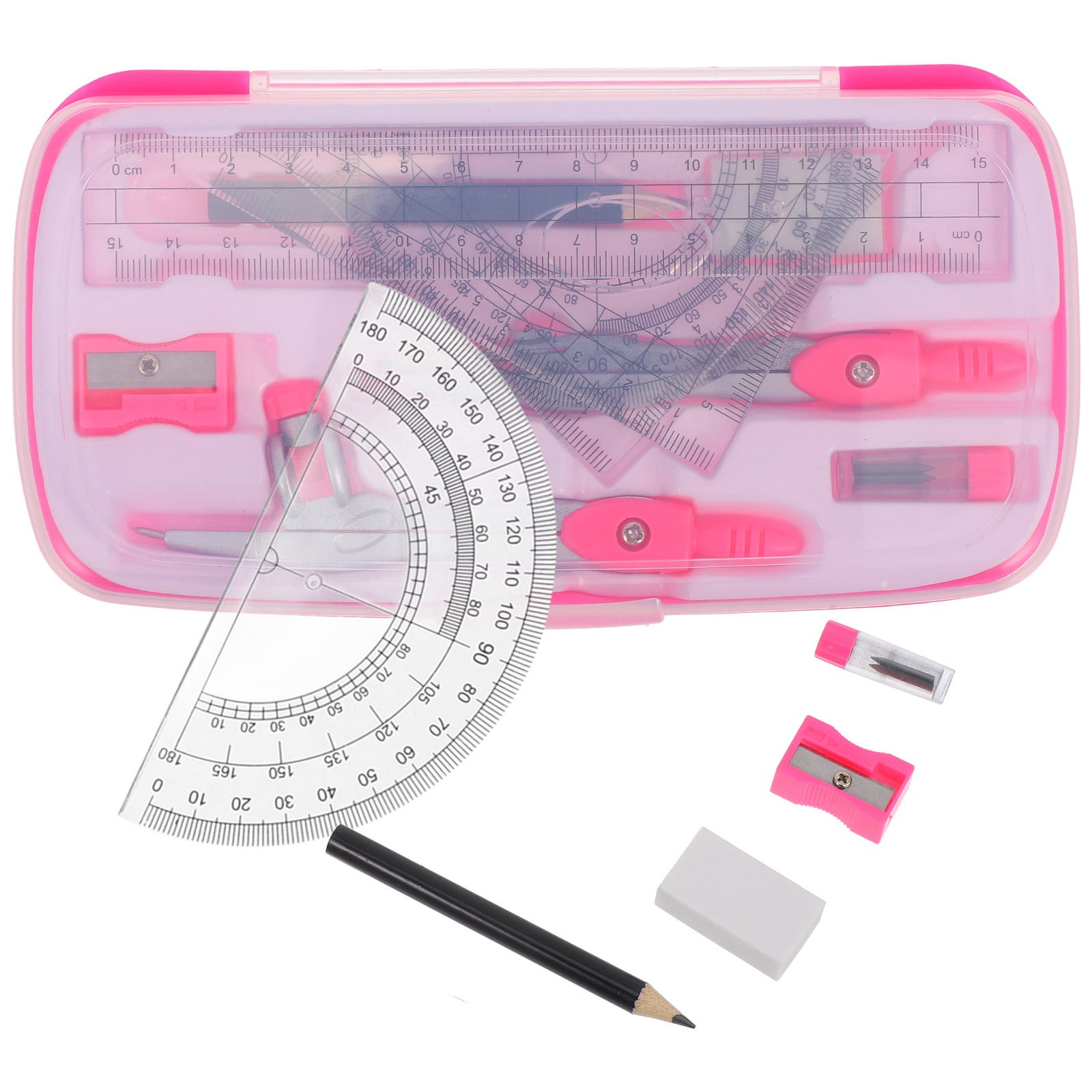 1. コンパスセット、数学用分度器、三角定規、直定規、多機能 - Math Geometry Set With Compass のレビューと価格