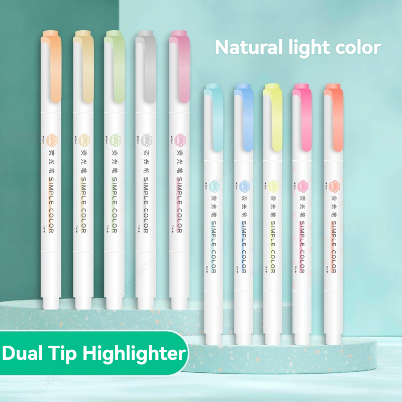 パステルカラー蛍光ペン、デュアルチップ蛍光フックペン、カラー - Pastel Highlighter Set Double Ended のレビューと価格