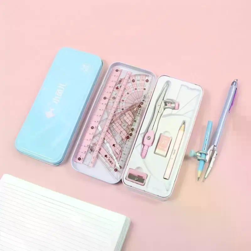 8点セットの幾何学数学用画材セット。定規、コンパス、鉛筆が含 - Math Geometry Set With Compass のレビューと価格